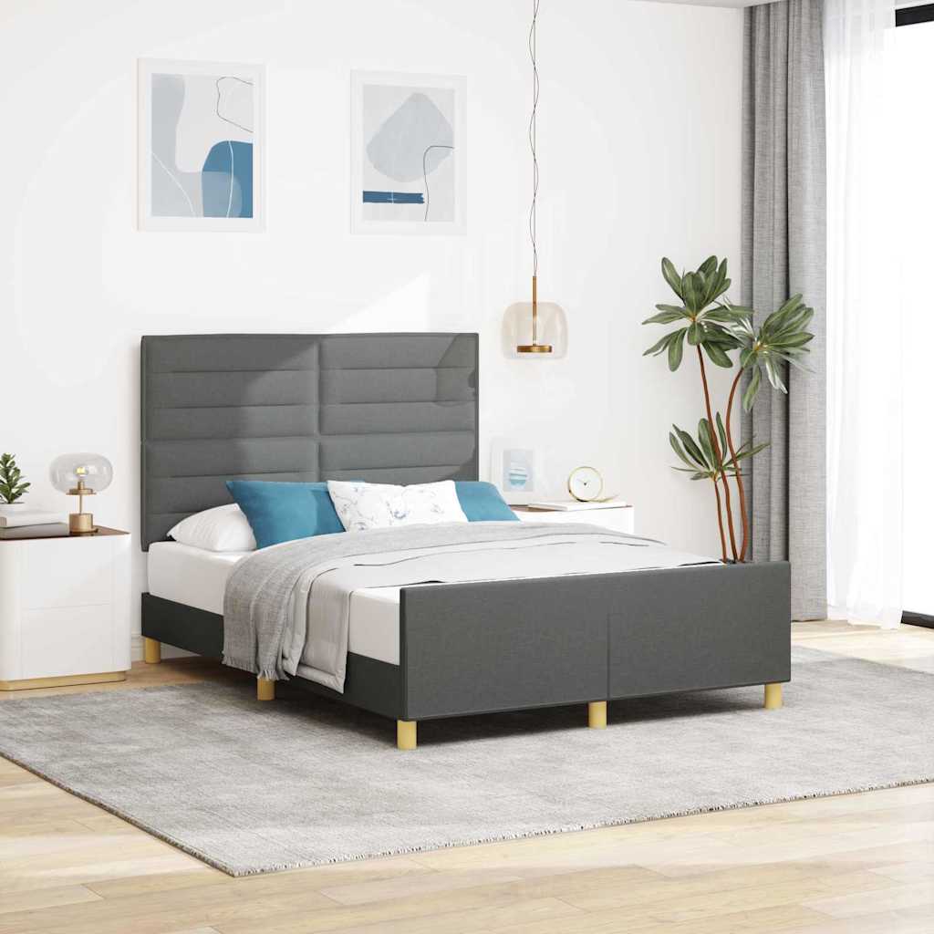 Bedframe met hoofdeinde Donkergrijs 140 x 200 cm Stof is nu te koop bij PeponiXL, paradijselijk wonen!