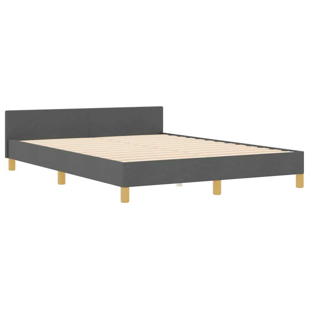 Bedframe met hoofdeinde Donkergrijs 140 x 200 cm Stof is nu te koop bij PeponiXL, paradijselijk wonen!
