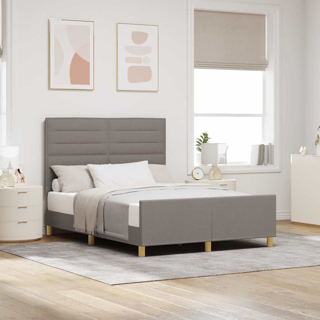 Bedframe met hoofdeinde Taupe 140 x 200 cm Stof is nu te koop bij PeponiXL, paradijselijk wonen!