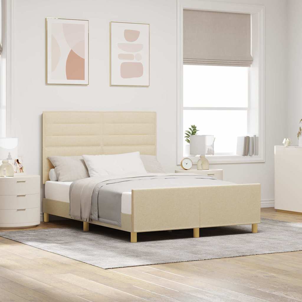 Bedframe met hoofdeinde Crème 140 x 200 cm Stof is nu te koop bij PeponiXL, paradijselijk wonen!