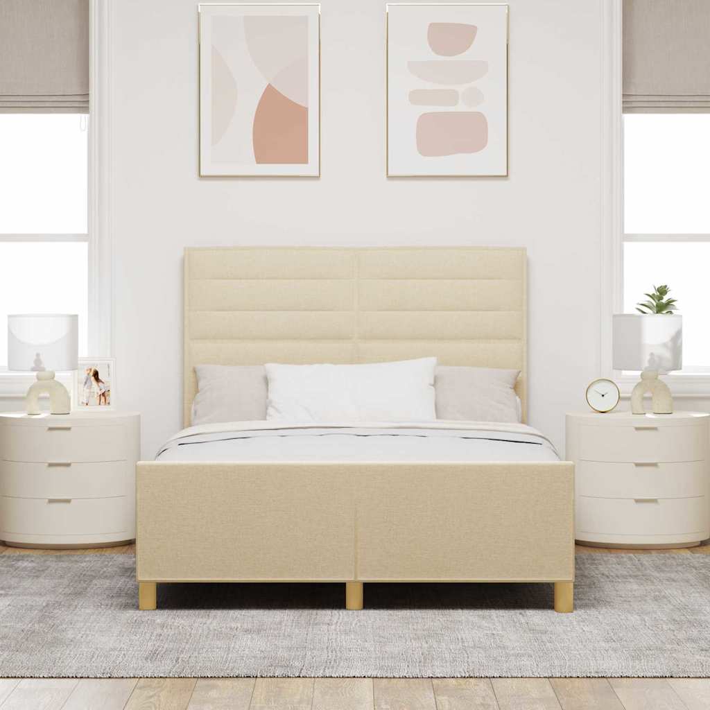Bedframe met hoofdeinde Crème 140 x 200 cm Stof is nu te koop bij PeponiXL, paradijselijk wonen!