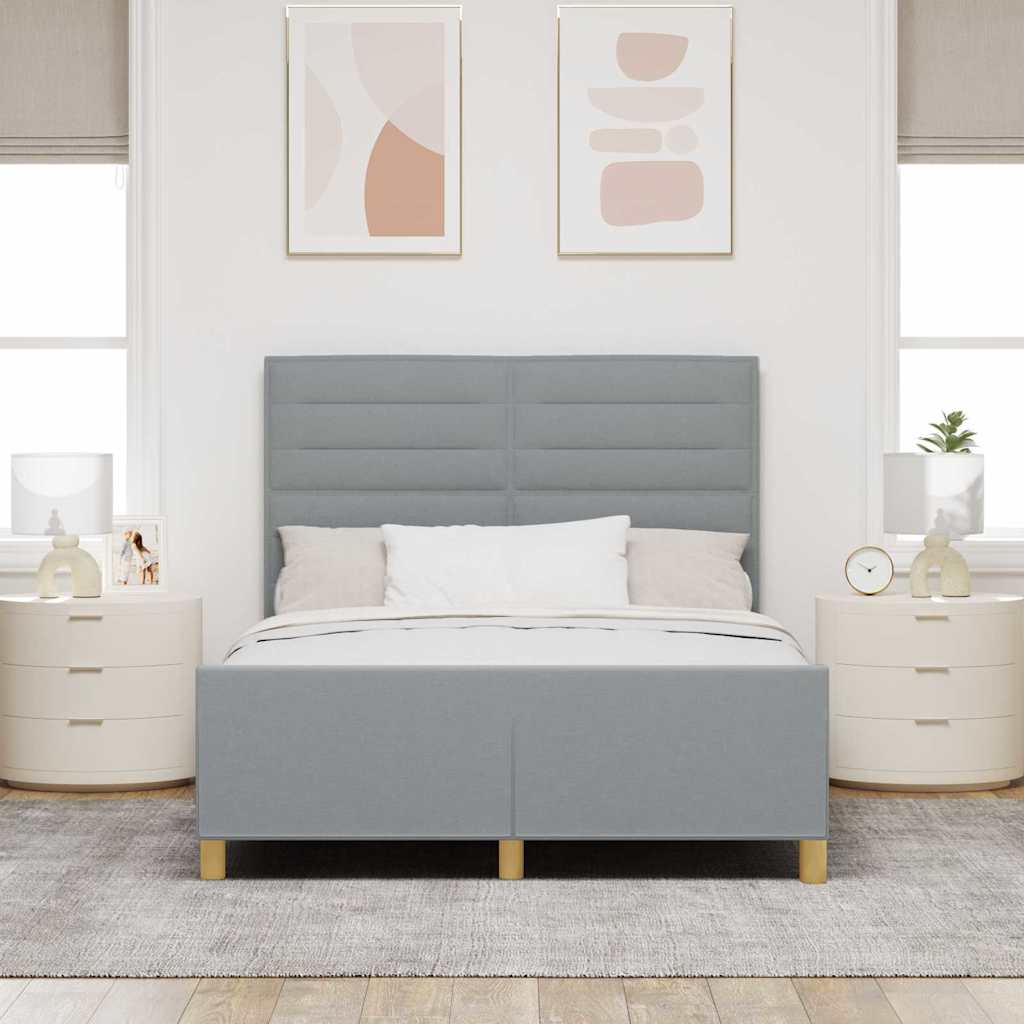 Bedframe met hoofdeinde Lichtgrijs 160 x 200 cm Stof is nu te koop bij PeponiXL, paradijselijk wonen!