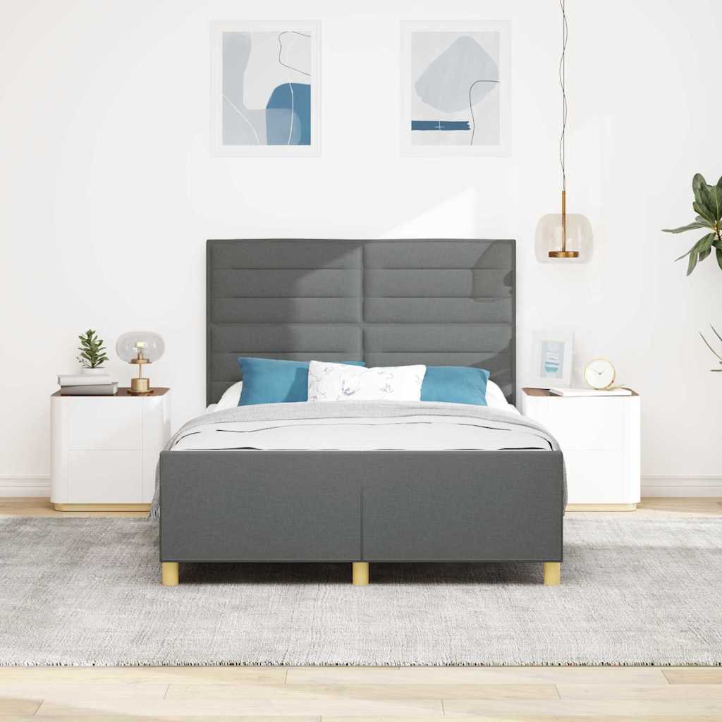 Bedframe met hoofdeinde Donkergrijs 160 x 200 cm Stof is nu te koop bij PeponiXL, paradijselijk wonen!