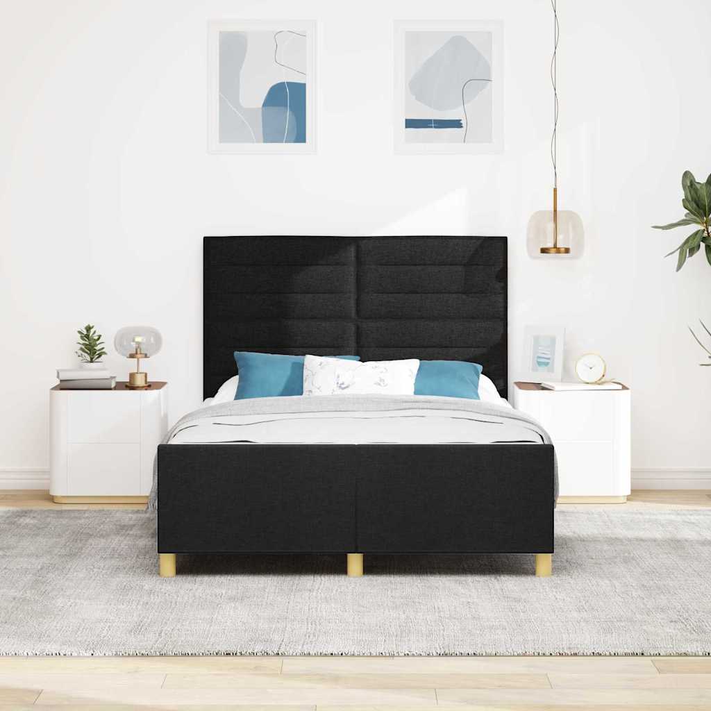 Bedframe met hoofdeinde Zwart 160 x 200 cm Stof is nu te koop bij PeponiXL, paradijselijk wonen!