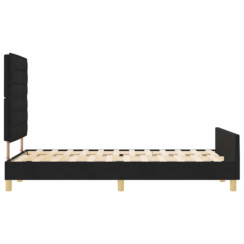 Bedframe met hoofdeinde Zwart 160 x 200 cm Stof is nu te koop bij PeponiXL, paradijselijk wonen!