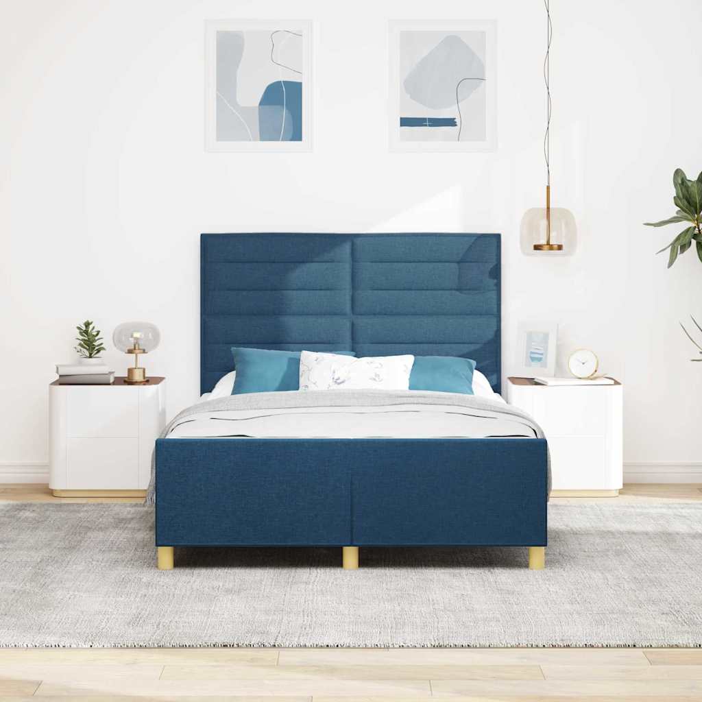 Bedframe met hoofdeinde Blauw 160 x 200 cm Stof is nu te koop bij PeponiXL, paradijselijk wonen!