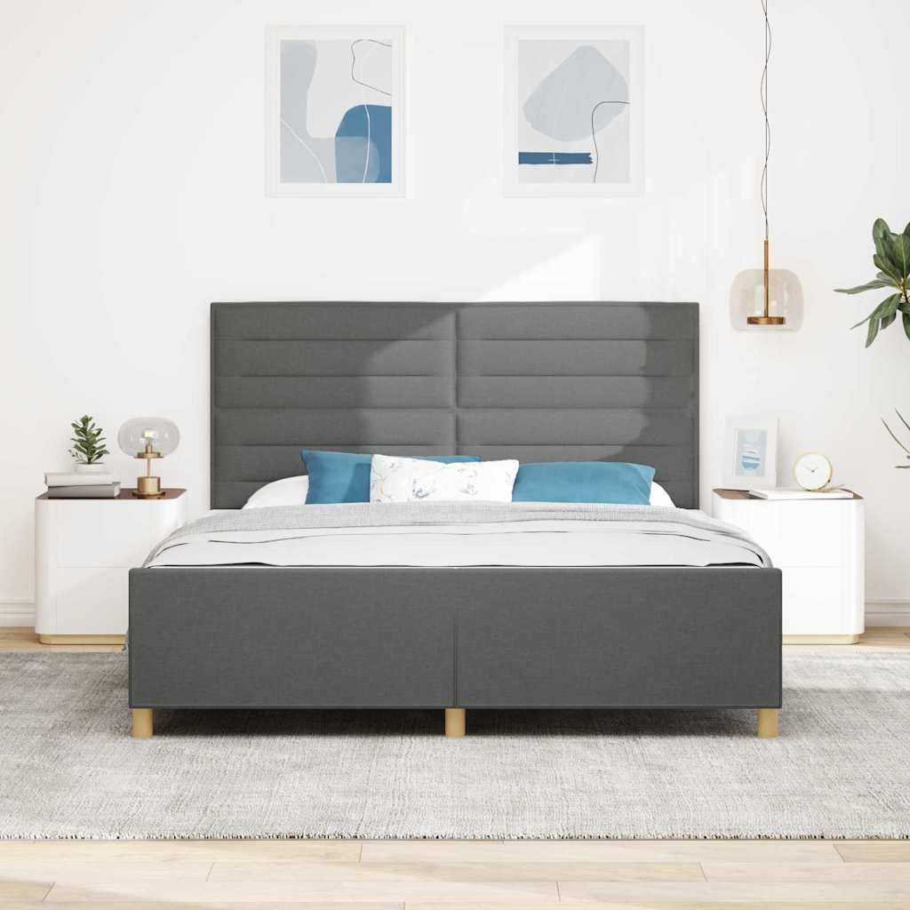 Bedframe met hoofdeinde Donkergrijs 180 x 200 cm Stof is nu te koop bij PeponiXL, paradijselijk wonen!