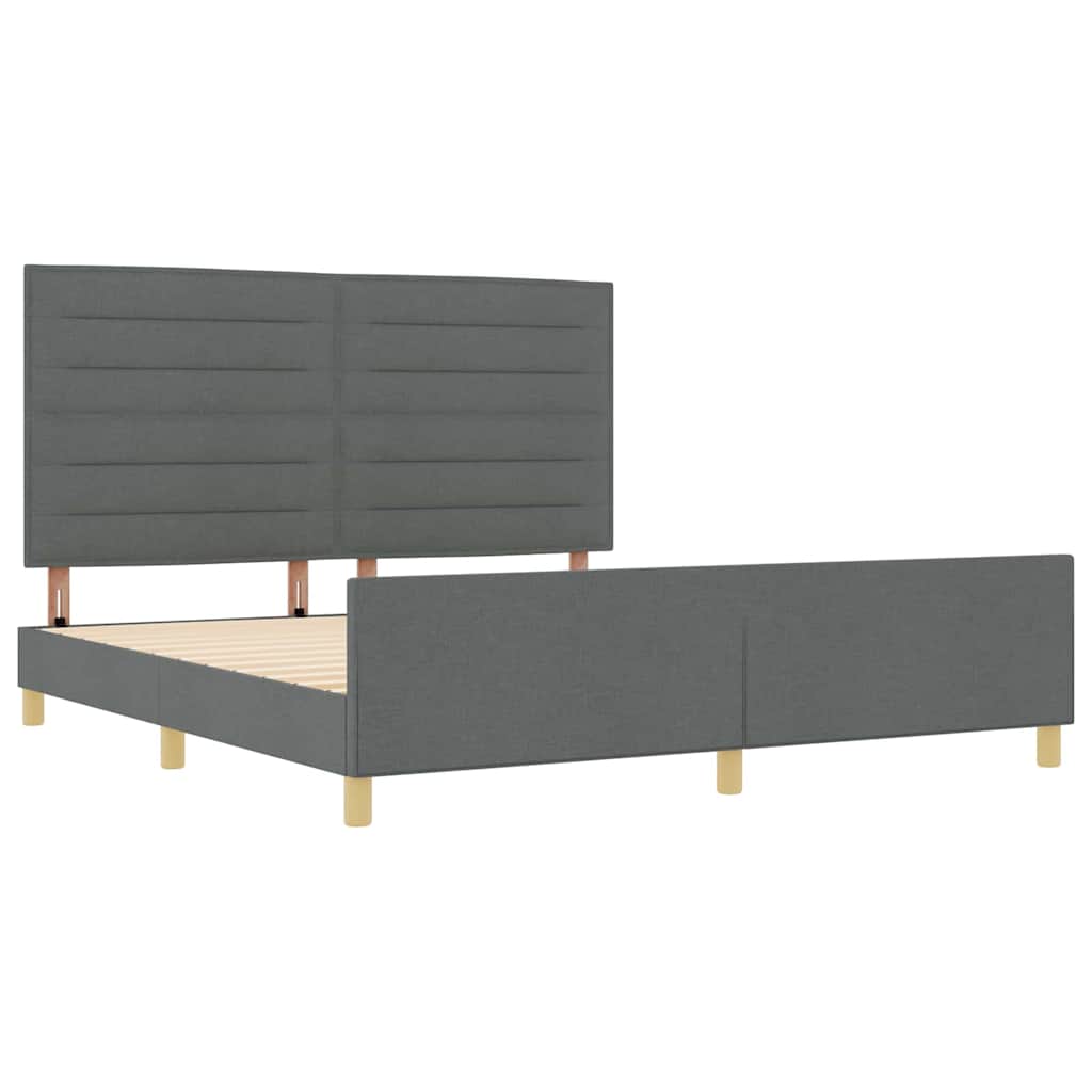 Bedframe met hoofdeinde Donkergrijs 180 x 200 cm Stof is nu te koop bij PeponiXL, paradijselijk wonen!