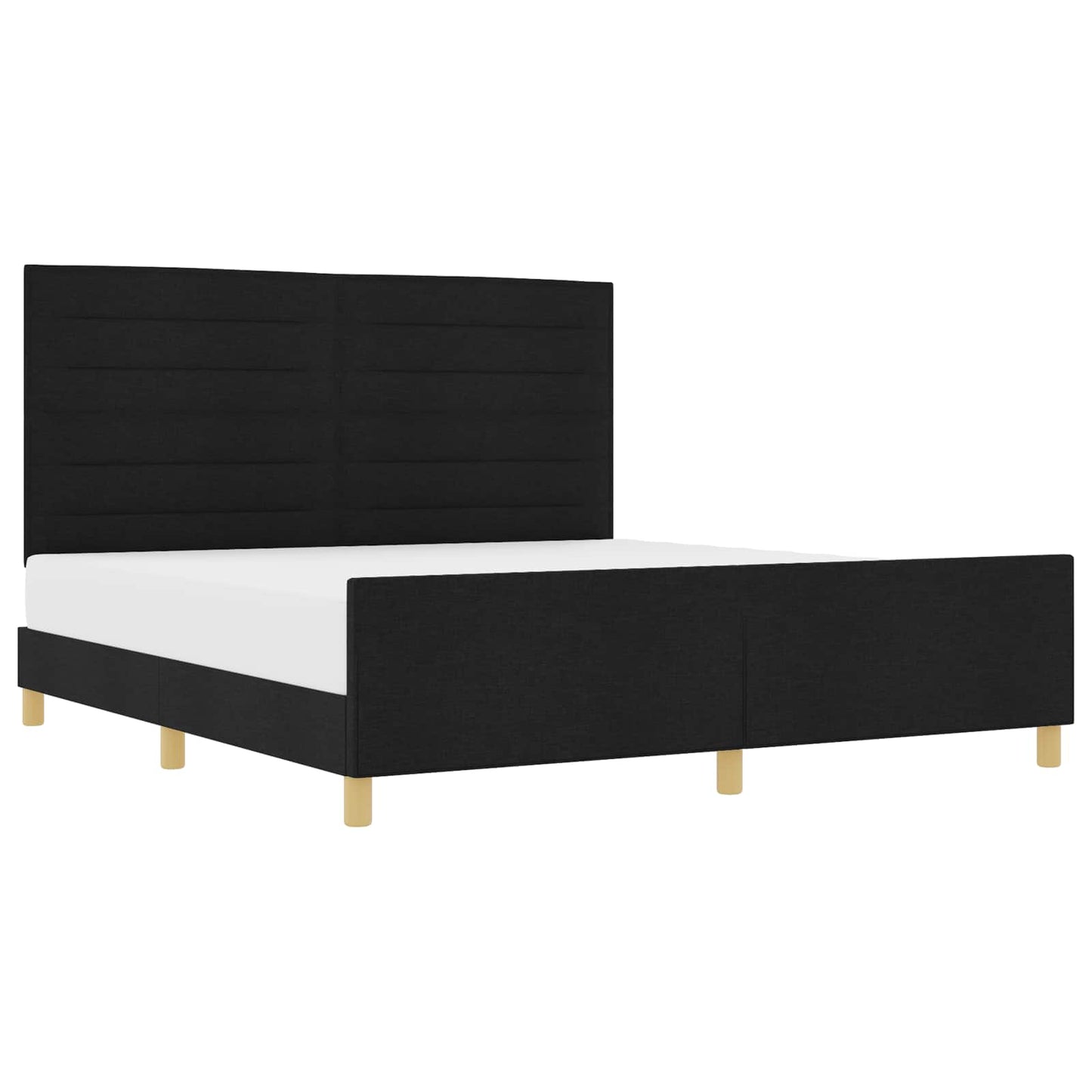 Bedframe met hoofdeinde Zwart 180 x 200 cm Stof is nu te koop bij PeponiXL, paradijselijk wonen!