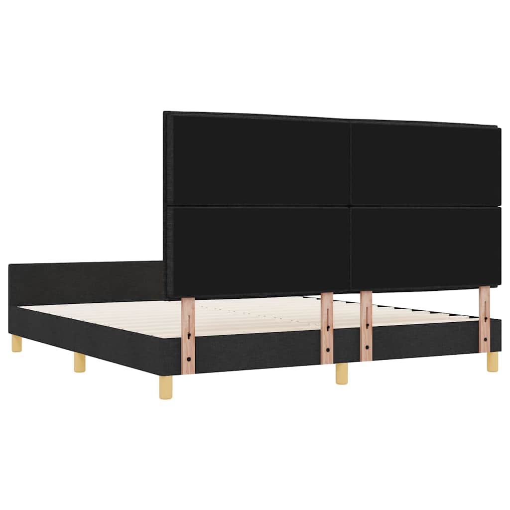 Bedframe met hoofdeinde Zwart 180 x 200 cm Stof is nu te koop bij PeponiXL, paradijselijk wonen!