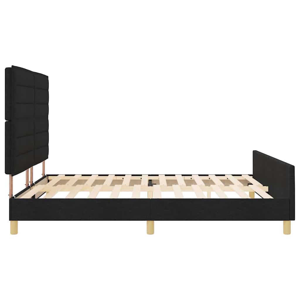 Bedframe met hoofdeinde Zwart 180 x 200 cm Stof is nu te koop bij PeponiXL, paradijselijk wonen!