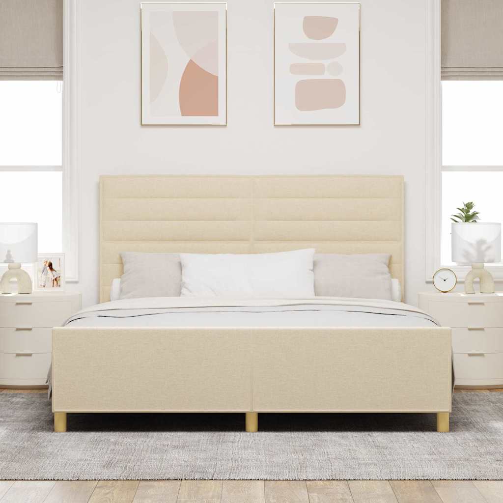 Bedframe met hoofdeinde Crème 180 x 200 cm Stof is nu te koop bij PeponiXL, paradijselijk wonen!