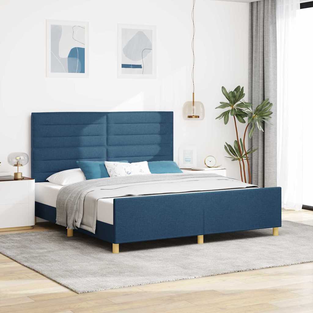 Bedframe met hoofdeinde Blauw 180 x 200 cm Stof is nu te koop bij PeponiXL, paradijselijk wonen!