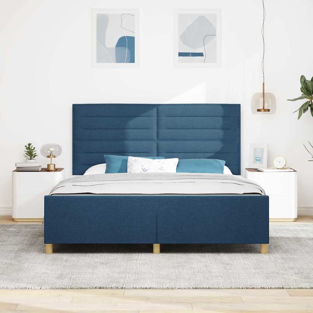 Bedframe met hoofdeinde Blauw 180 x 200 cm Stof is nu te koop bij PeponiXL, paradijselijk wonen!