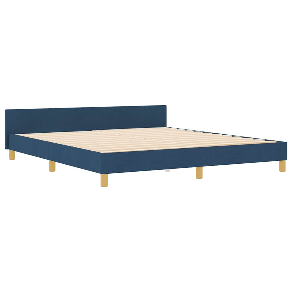 Bedframe met hoofdeinde Blauw 180 x 200 cm Stof is nu te koop bij PeponiXL, paradijselijk wonen!