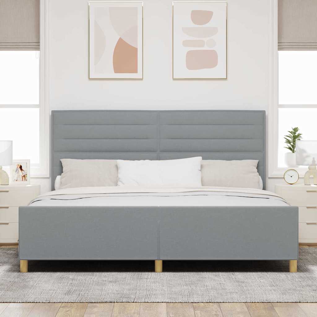 Bedframe met hoofdeinde Lichtgrijs 200 x 200 cm Stof is nu te koop bij PeponiXL, paradijselijk wonen!
