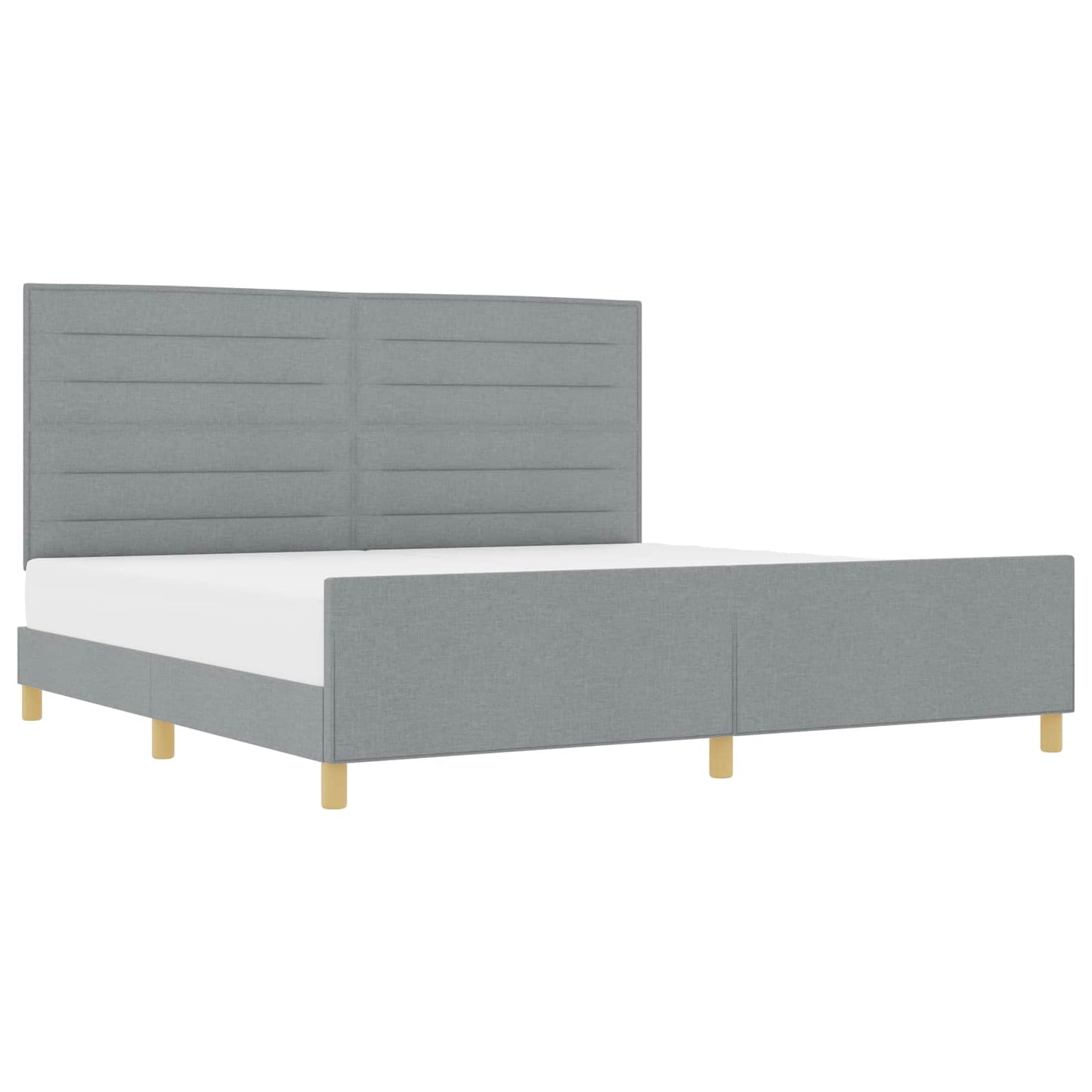 Bedframe met hoofdeinde Lichtgrijs 200 x 200 cm Stof is nu te koop bij PeponiXL, paradijselijk wonen!