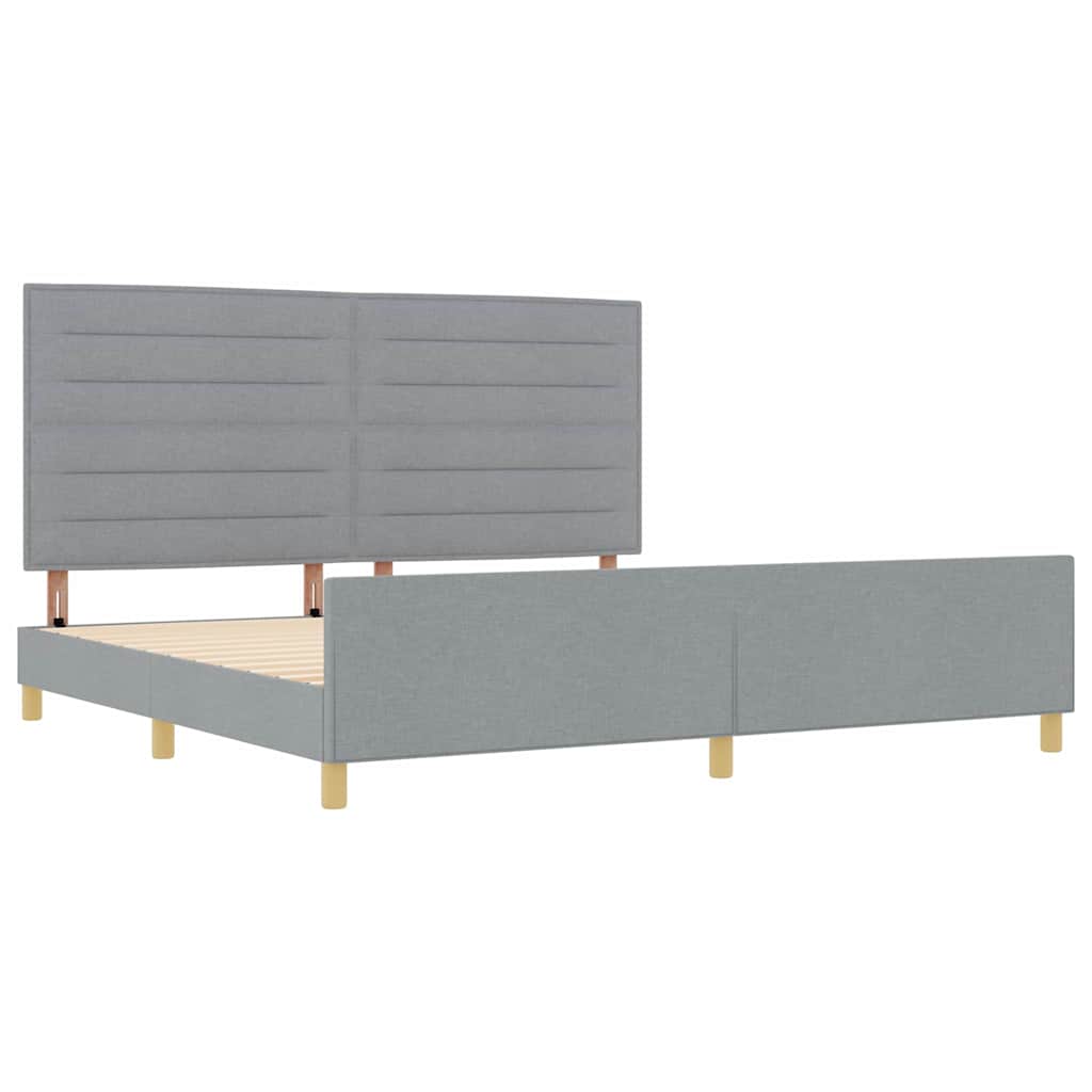 Bedframe met hoofdeinde Lichtgrijs 200 x 200 cm Stof is nu te koop bij PeponiXL, paradijselijk wonen!