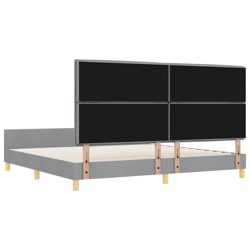 Bedframe met hoofdeinde Lichtgrijs 200 x 200 cm Stof is nu te koop bij PeponiXL, paradijselijk wonen!
