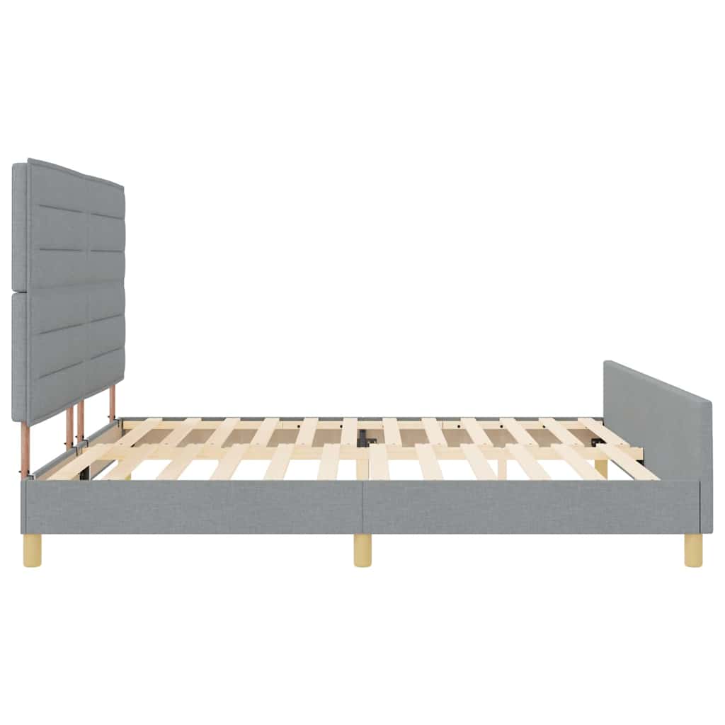 Bedframe met hoofdeinde Lichtgrijs 200 x 200 cm Stof is nu te koop bij PeponiXL, paradijselijk wonen!