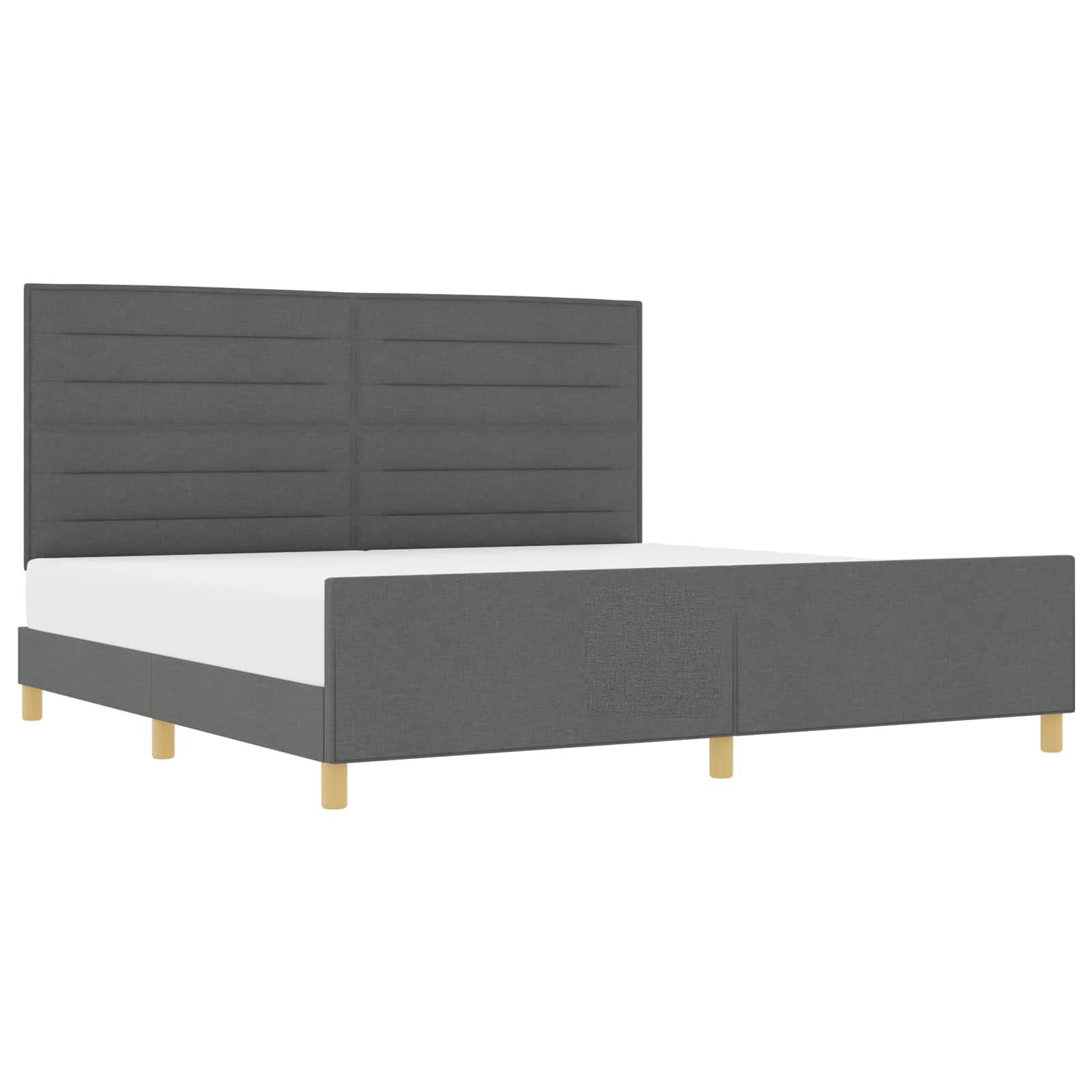 Bedframe met hoofdeinde Donkergrijs 200 x 200 cm Stof is nu te koop bij PeponiXL, paradijselijk wonen!