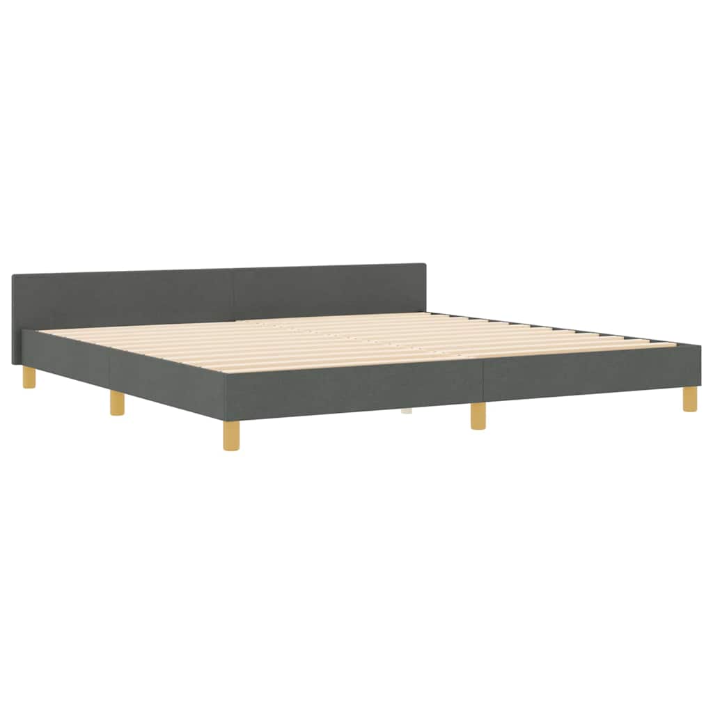 Bedframe met hoofdeinde Donkergrijs 200 x 200 cm Stof is nu te koop bij PeponiXL, paradijselijk wonen!