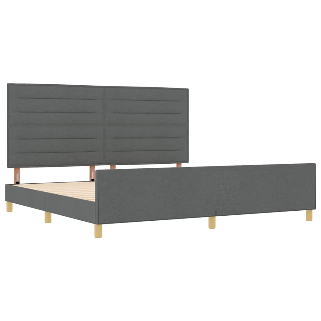 Bedframe met hoofdeinde Donkergrijs 200 x 200 cm Stof is nu te koop bij PeponiXL, paradijselijk wonen!