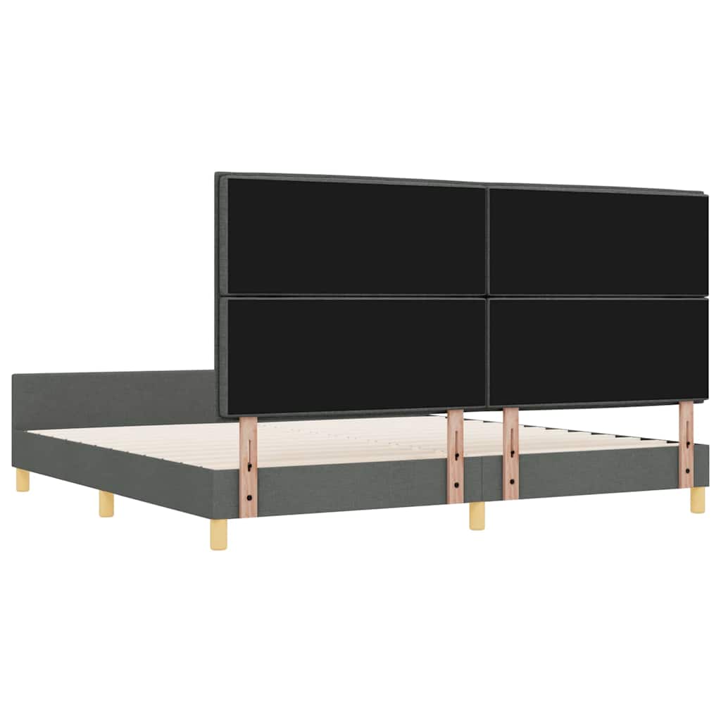 Bedframe met hoofdeinde Donkergrijs 200 x 200 cm Stof is nu te koop bij PeponiXL, paradijselijk wonen!