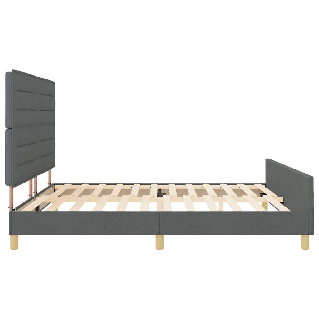 Bedframe met hoofdeinde Donkergrijs 200 x 200 cm Stof is nu te koop bij PeponiXL, paradijselijk wonen!