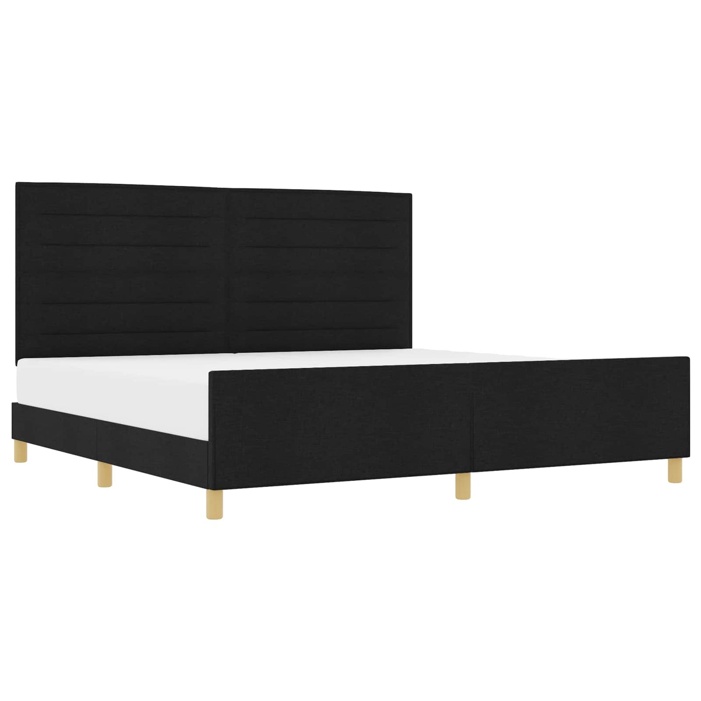 Bedframe met hoofdeinde Zwart 200 x 200 cm Stof is nu te koop bij PeponiXL, paradijselijk wonen!