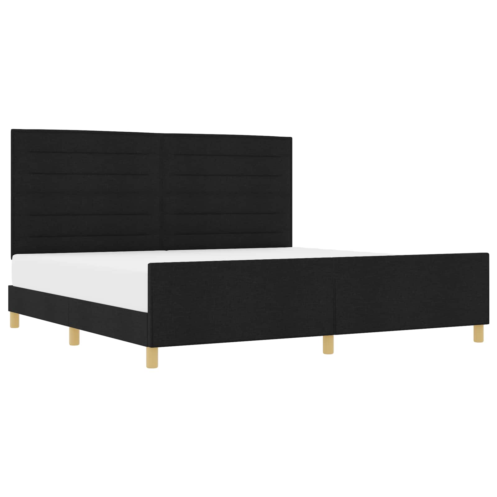 Bedframe met hoofdeinde Zwart 200 x 200 cm Stof is nu te koop bij PeponiXL, paradijselijk wonen!