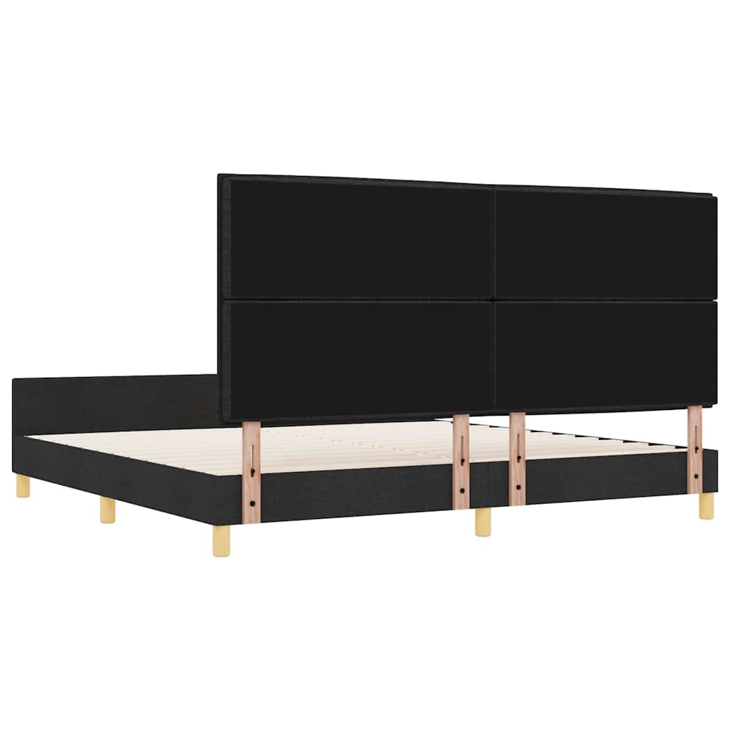 Bedframe met hoofdeinde Zwart 200 x 200 cm Stof is nu te koop bij PeponiXL, paradijselijk wonen!
