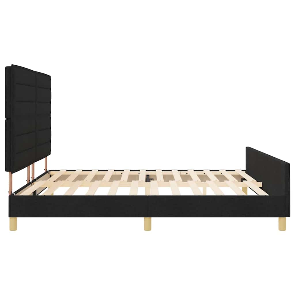 Bedframe met hoofdeinde Zwart 200 x 200 cm Stof is nu te koop bij PeponiXL, paradijselijk wonen!
