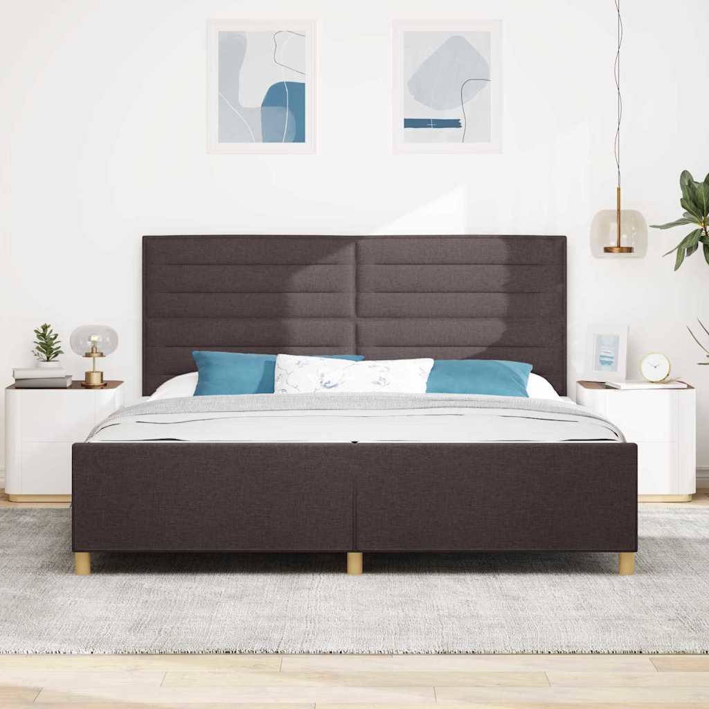 Bedframe met hoofdeinde Donkerbruin 200 x 200 cm Stof is nu te koop bij PeponiXL, paradijselijk wonen!