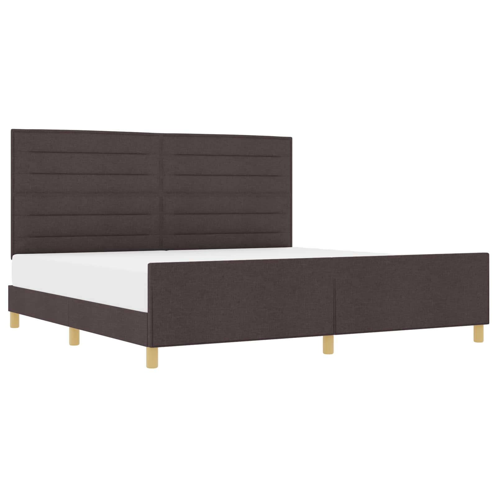 Bedframe met hoofdeinde Donkerbruin 200 x 200 cm Stof is nu te koop bij PeponiXL, paradijselijk wonen!