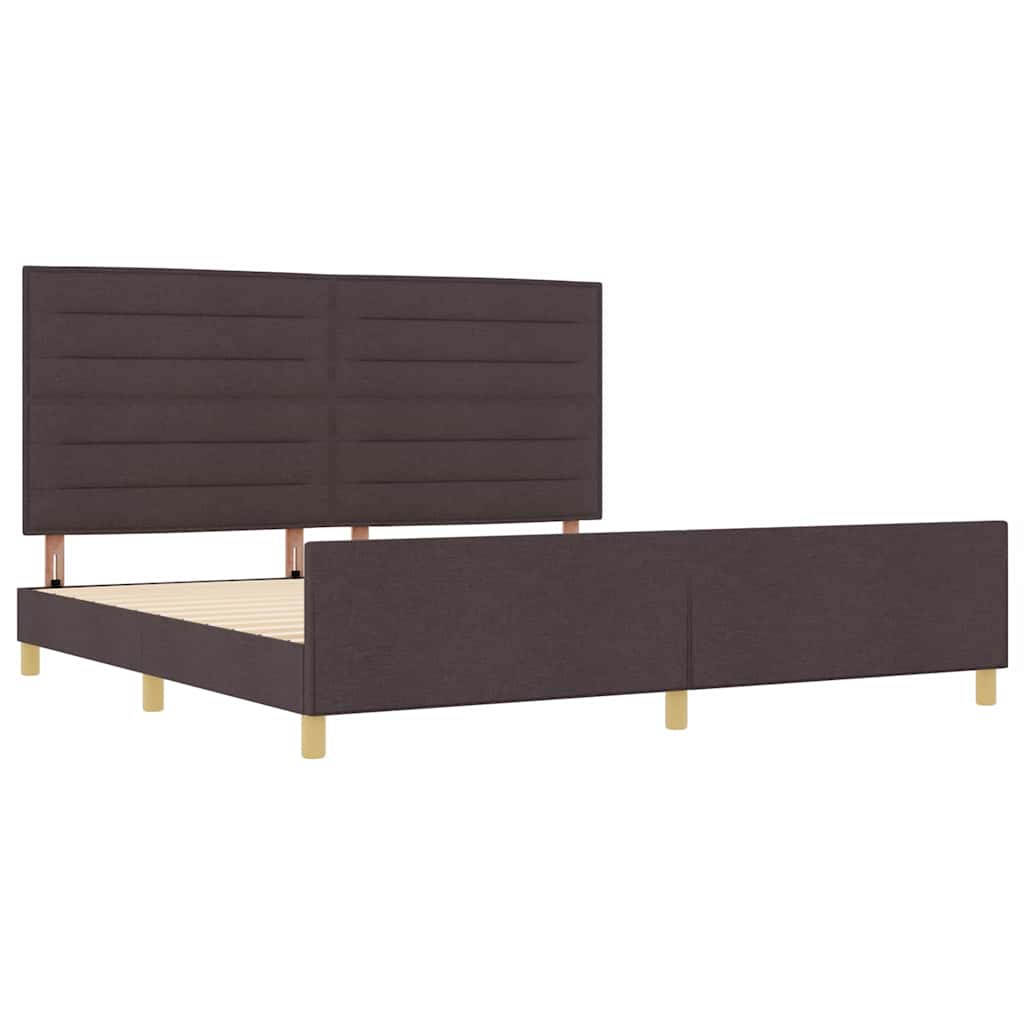 Bedframe met hoofdeinde Donkerbruin 200 x 200 cm Stof is nu te koop bij PeponiXL, paradijselijk wonen!