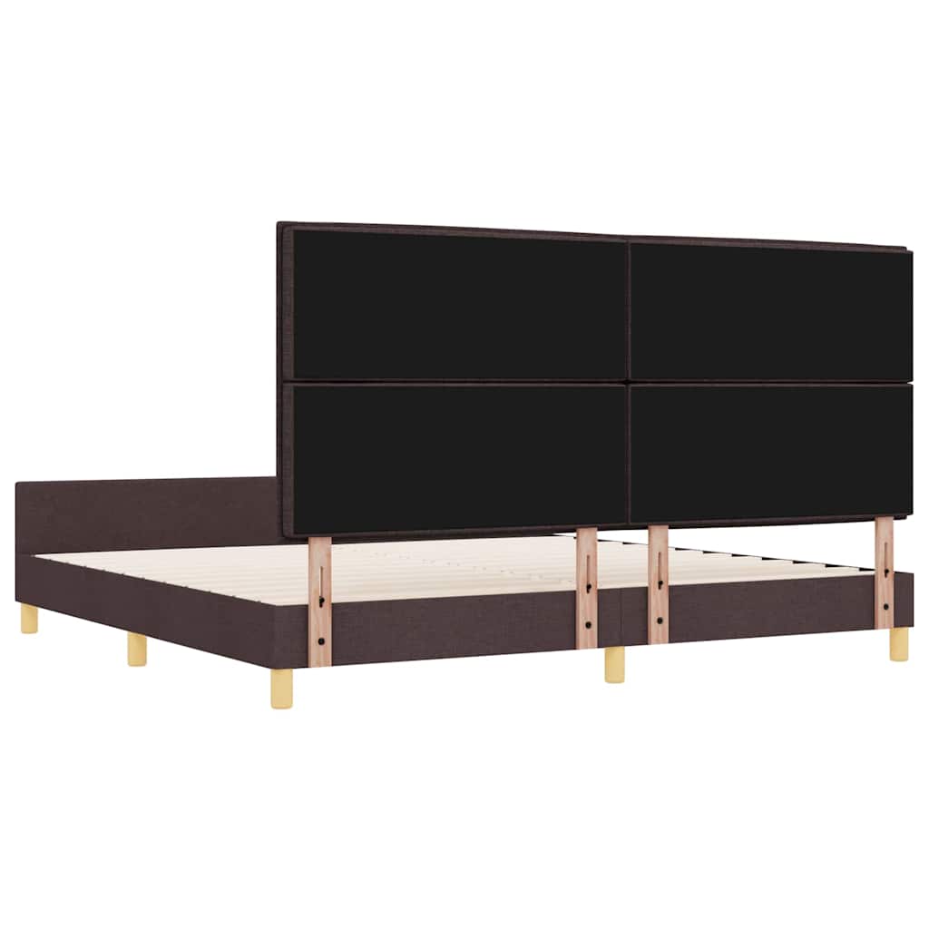 Bedframe met hoofdeinde Donkerbruin 200 x 200 cm Stof is nu te koop bij PeponiXL, paradijselijk wonen!