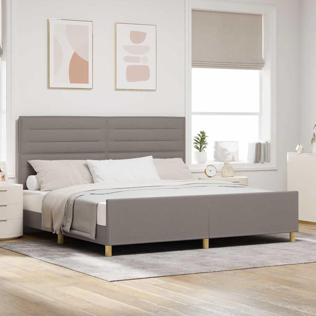 Bedframe met hoofdeinde Taupe 200 x 200 cm Stof is nu te koop bij PeponiXL, paradijselijk wonen!