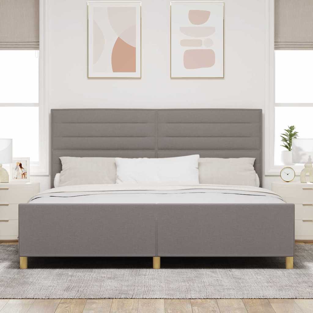 Bedframe met hoofdeinde Taupe 200 x 200 cm Stof is nu te koop bij PeponiXL, paradijselijk wonen!