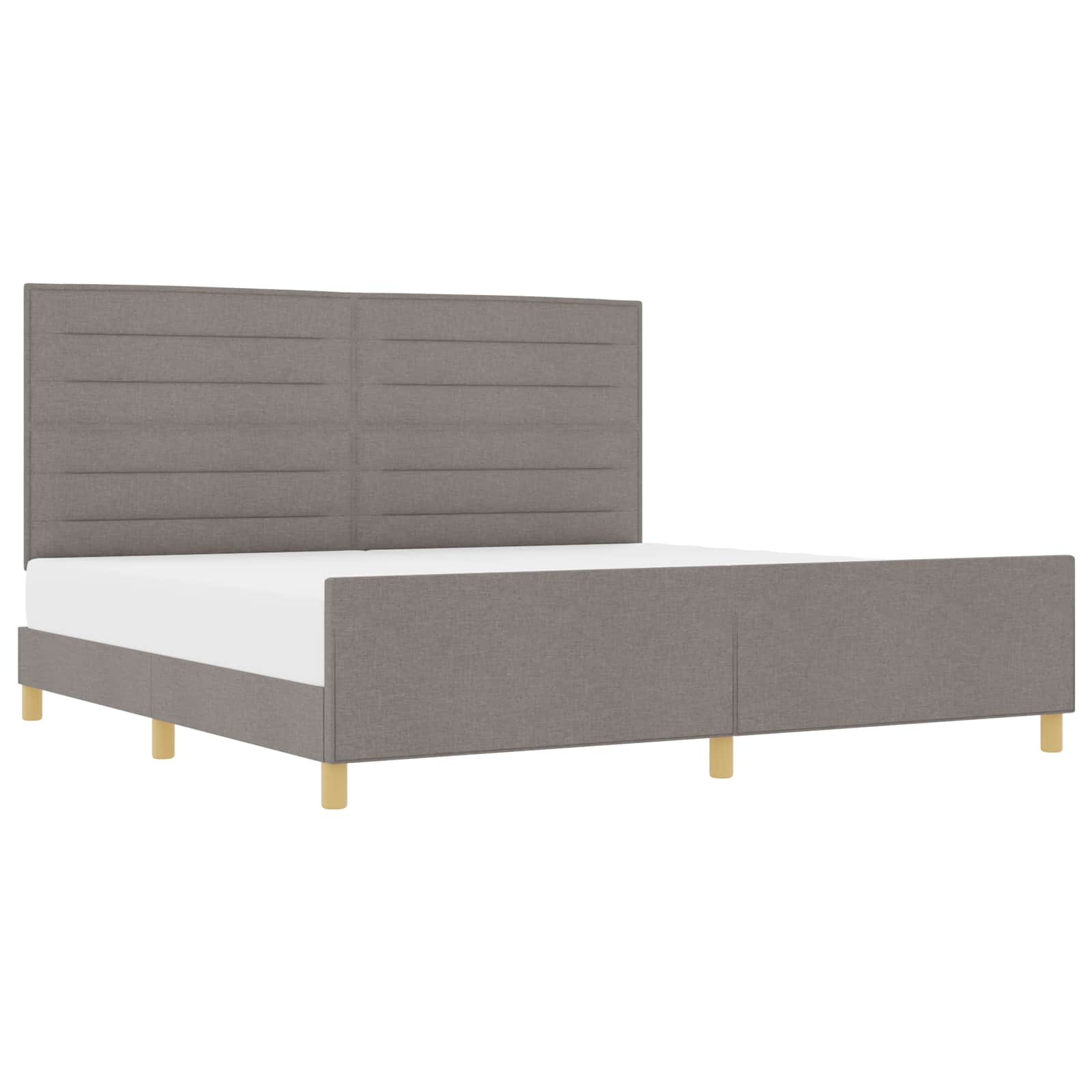 Bedframe met hoofdeinde Taupe 200 x 200 cm Stof is nu te koop bij PeponiXL, paradijselijk wonen!