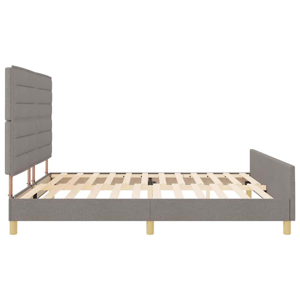 Bedframe met hoofdeinde Taupe 200 x 200 cm Stof is nu te koop bij PeponiXL, paradijselijk wonen!