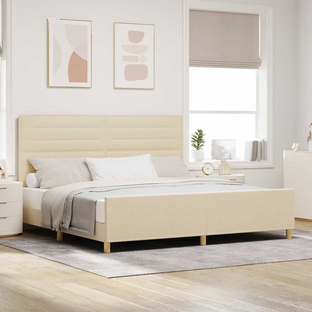 Bedframe met hoofdeinde Crème 200 x 200 cm Stof is nu te koop bij PeponiXL, paradijselijk wonen!