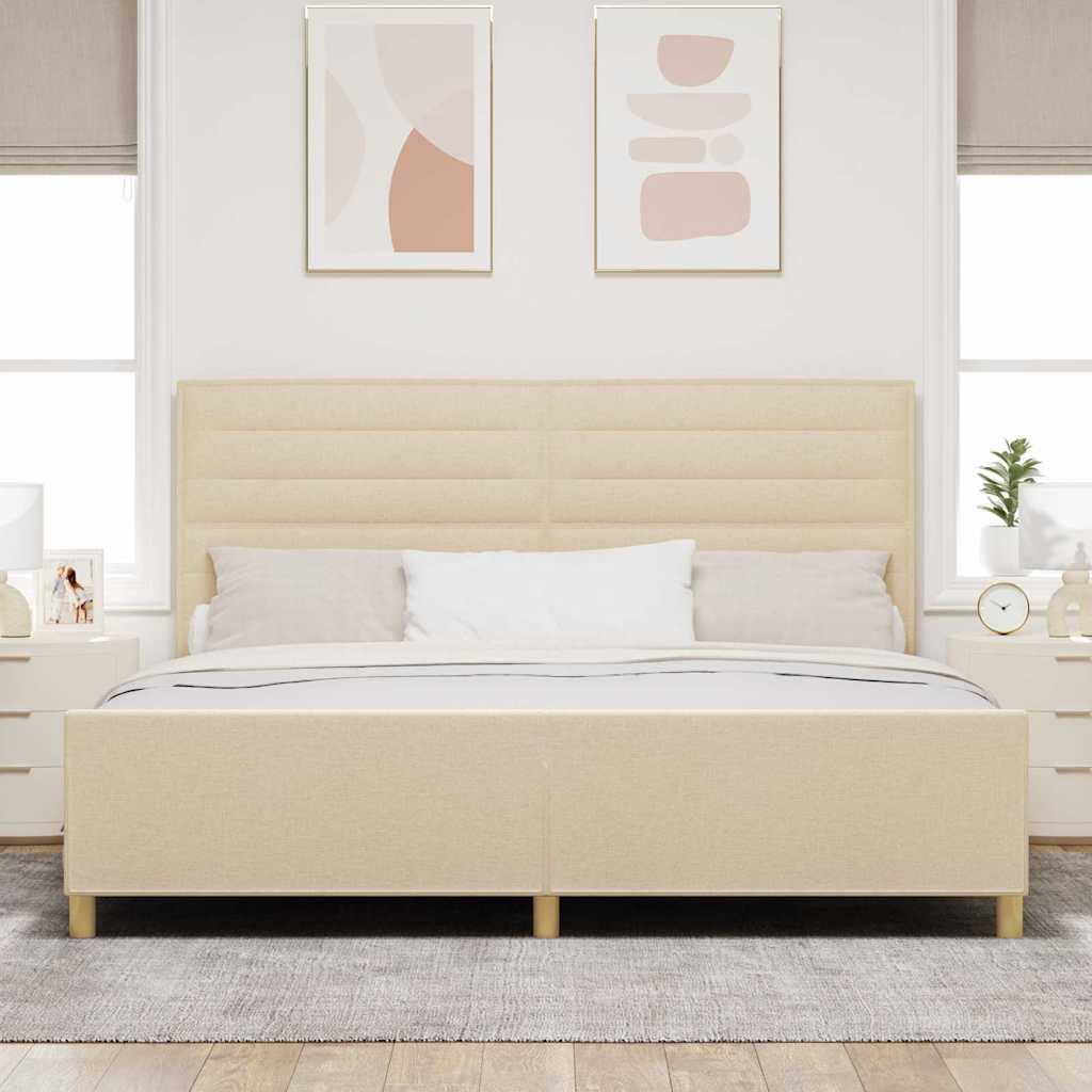 Bedframe met hoofdeinde Crème 200 x 200 cm Stof is nu te koop bij PeponiXL, paradijselijk wonen!