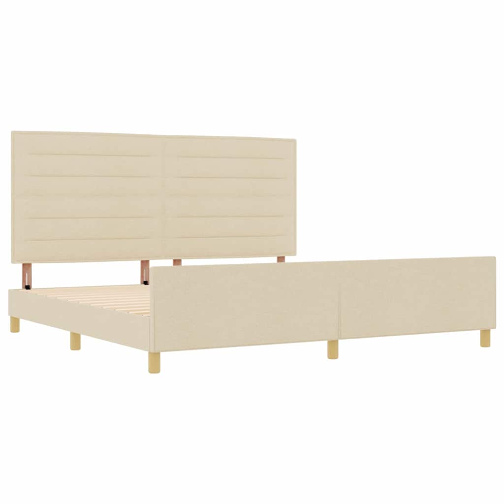 Bedframe met hoofdeinde Crème 200 x 200 cm Stof is nu te koop bij PeponiXL, paradijselijk wonen!