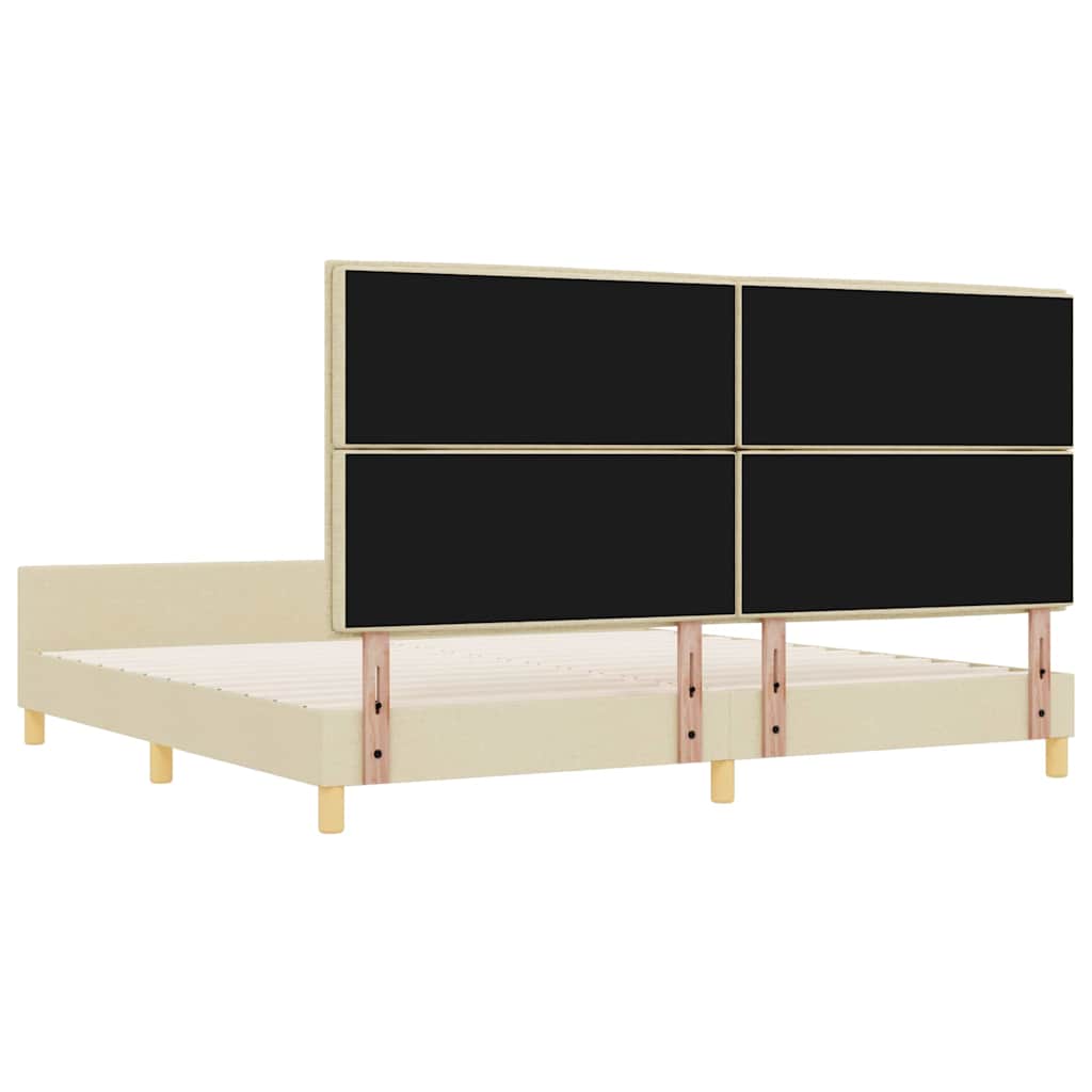 Bedframe met hoofdeinde Crème 200 x 200 cm Stof is nu te koop bij PeponiXL, paradijselijk wonen!