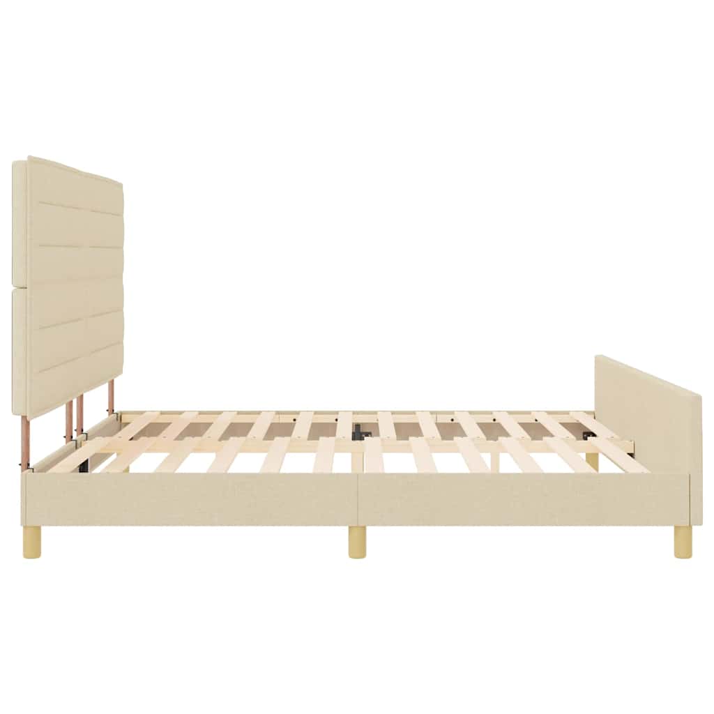 Bedframe met hoofdeinde Crème 200 x 200 cm Stof is nu te koop bij PeponiXL, paradijselijk wonen!