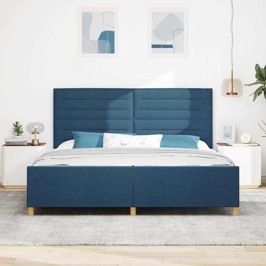 Bedframe met hoofdeinde Blauw 200 x 200 cm Stof