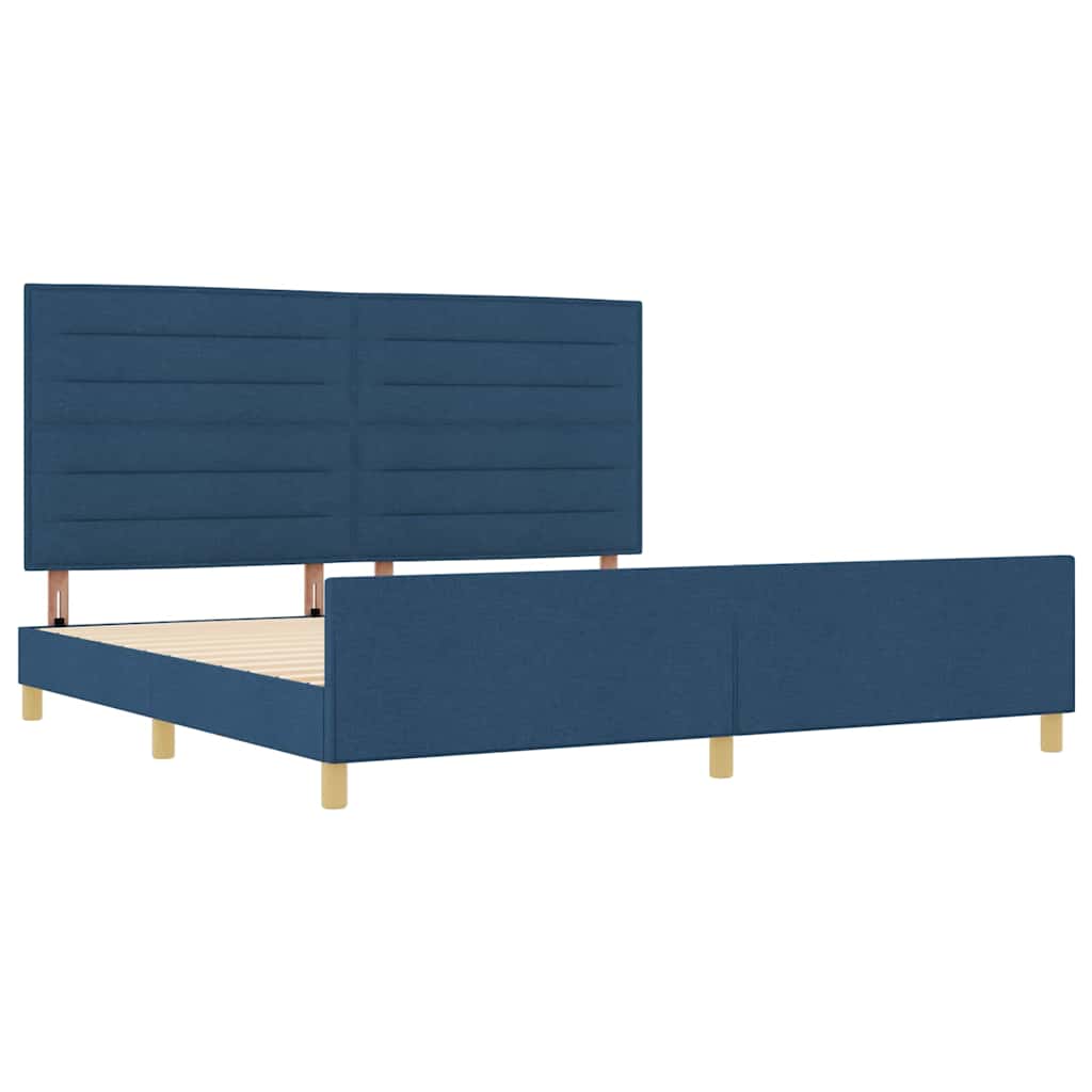 Bedframe met hoofdeinde Blauw 200 x 200 cm Stof