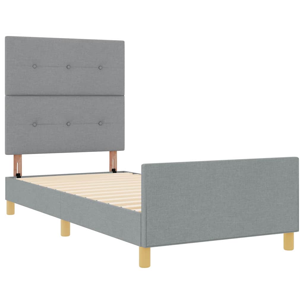 Bedframe met hoofdeinde Lichtgrijs 80 x 200 cm Stof is nu te koop bij PeponiXL, paradijselijk wonen!