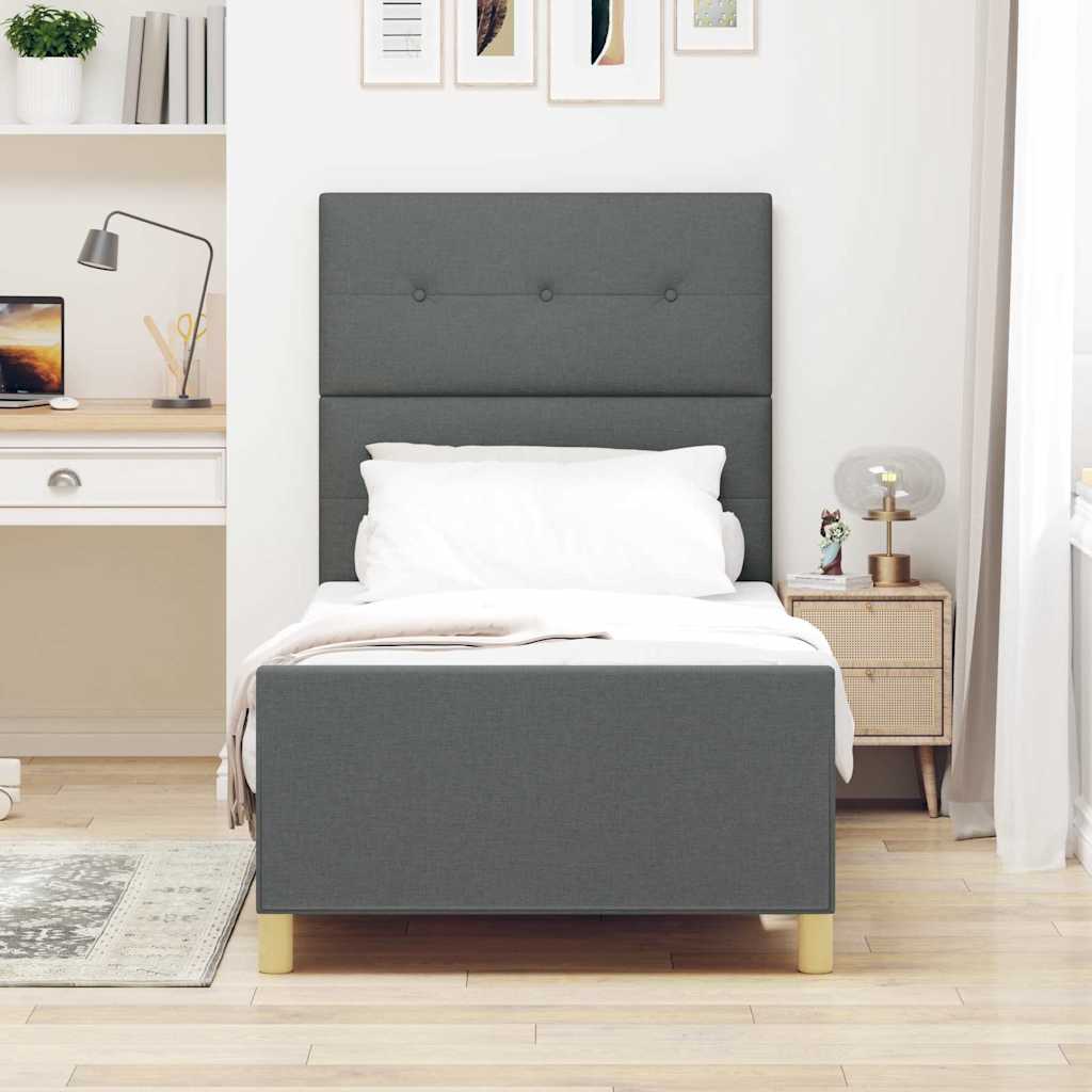 Bedframe met hoofdeinde Donkergrijs 80 x 200 cm Stof is nu te koop bij PeponiXL, paradijselijk wonen!